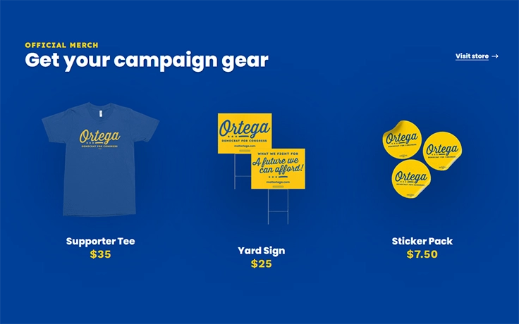 Screenshot of featured store items