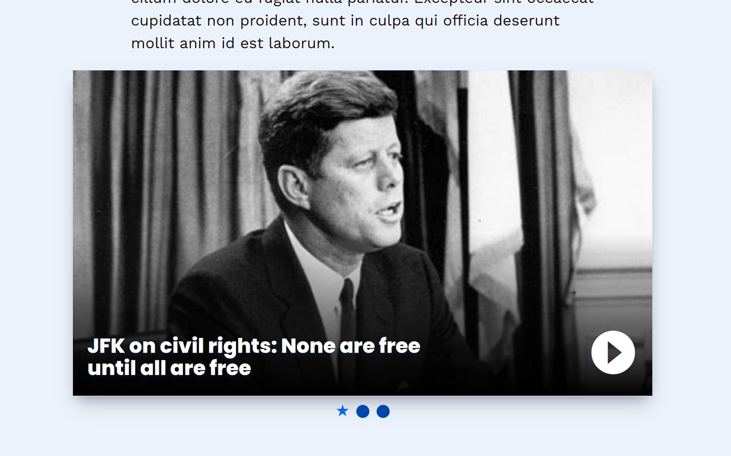Screenshot of the video carousel custom block